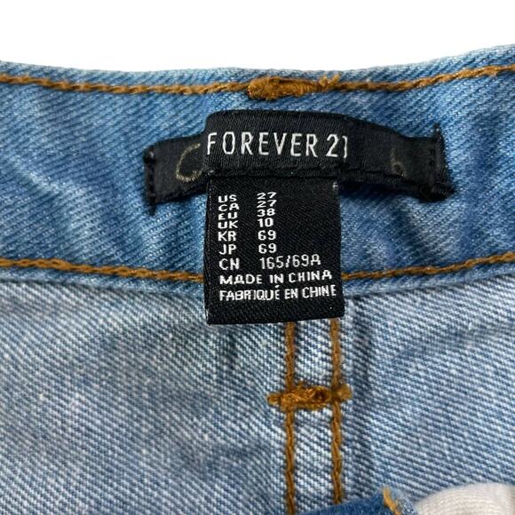 Forever 21 Womens Size 27 Blue Distressed Hemline America Flag Jean Shorts USA - Picture 3 of 7